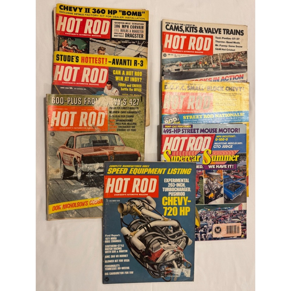 (7) Vintage Hot Rod Magazines 1960's 1970's & 1980's - List In Description